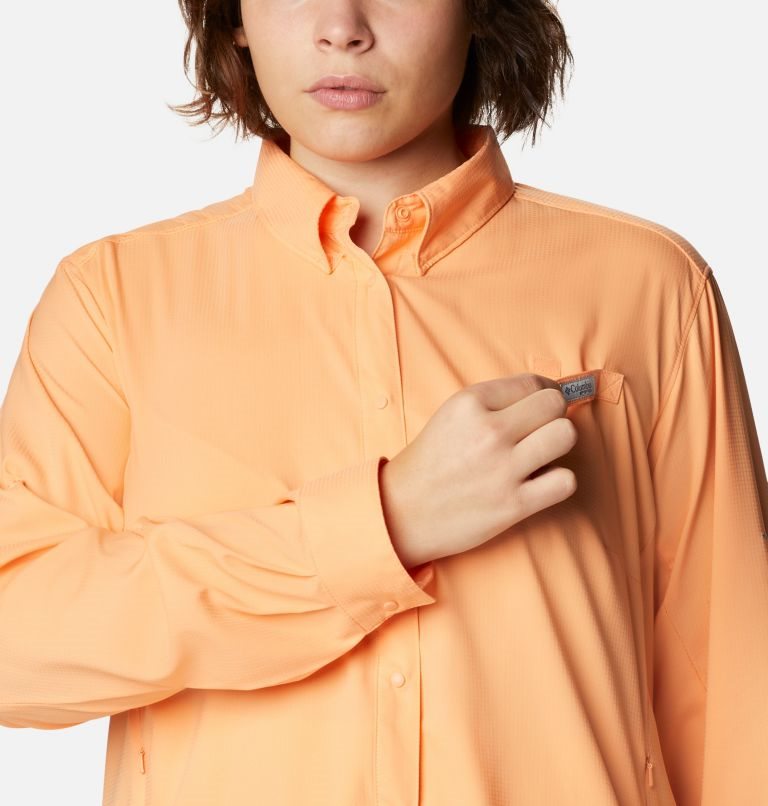 Women's Columbia PFG Tamiami II Long Sleeve Shirts Orange | Plus Size CA-Q0346